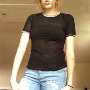 See through burgundy t shirt